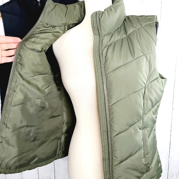 Aeropostale Puff Vest Jacket Olive Green/Black - Picture 4 of 11